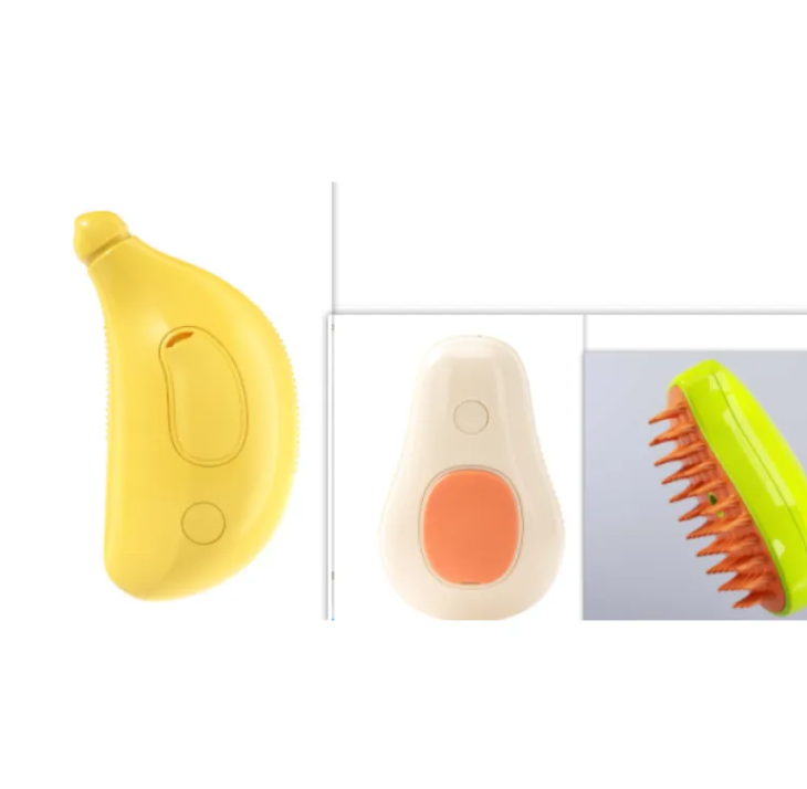 Muffy avocado green USB pet brush with ergonomic handle and metal bristles for gentle grooming of dogs and cats.
