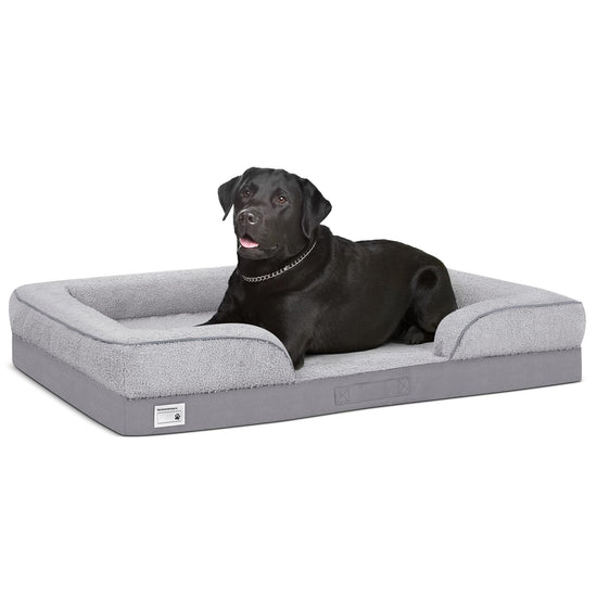 Large waterproof orthopedic dog bed by Muffy designed for extra large dogs, featuring plush cushioning and durable waterproof fabric.
