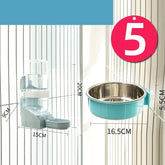 Muffy stainless steel hanging cat water bowl with neck guard, designed for easy access and spill prevention for cats.