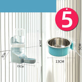 Muffy stainless steel hanging cat water bowl with neck guard, designed to prevent spills and keep water clean.