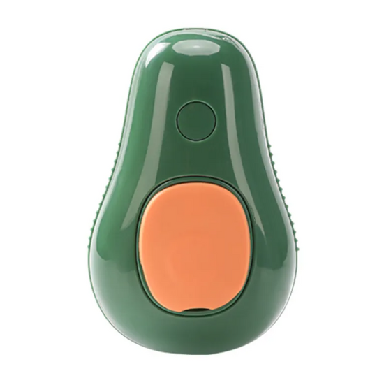 Muffy avocado green USB pet brush with ergonomic handle and bristles for grooming cats and dogs.
