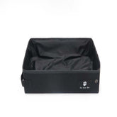 Muffy black portable folding cat litter box for outdoor travel, compact and easy to carry with a spacious interior for cats.