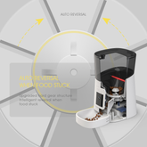 Black Muffy automatic pet feeder with built-in camera for remote feeding and monitoring pets.