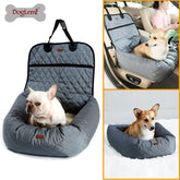 Black Muffy multifunctional pet car bed with thick cushion, designed for comfort and safety during travel.