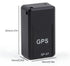 Black Muffy GPS tracker device showing compact design and LED indicators, used for real-time location tracking.