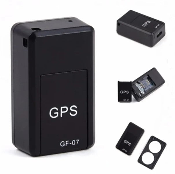 Muffy black GPS tracker device with compact design, ideal for real-time location tracking and security purposes.