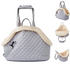 Black quilted Korean-style pet travel bag by Muffy with breathable mesh panels and secure zipper closure.
