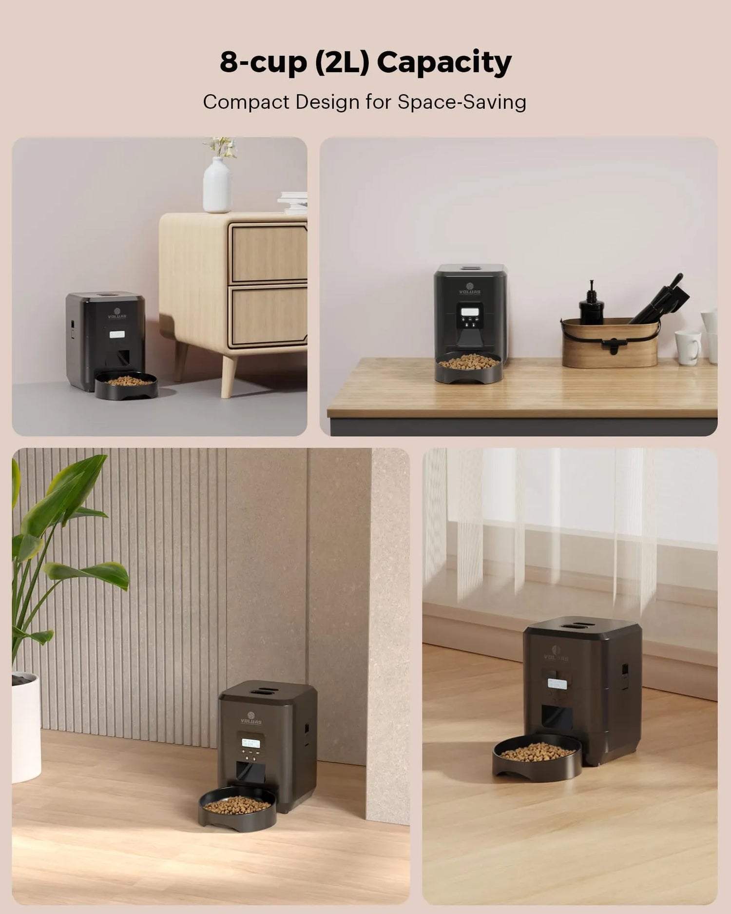Black Muffy Pet Intelligent Automatic Feeder with Wi-Fi for easy remote feeding management.