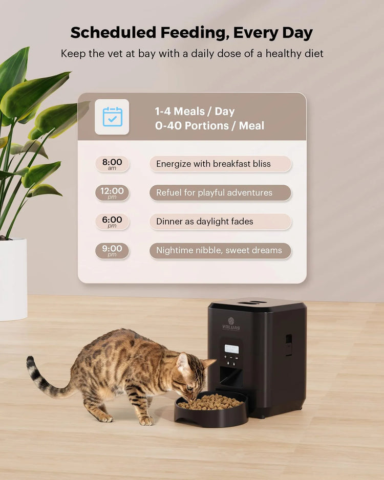 Black Muffy Pet Intelligent Automatic Feeder with Wi-Fi, showcasing a sleek design and digital control panel for easy feeding automation.