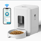 Black Muffy pet intelligent automatic feeder with Wi-Fi connectivity, designed for convenient pet food dispensing and management.