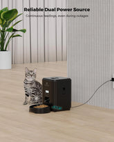 Black Muffy Pet Intelligent Automatic Feeder with Wi-Fi connectivity showing a sleek, modern design for easy pet feeding.
