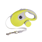 Blue Muffy automatic retractable leash for household pets, 5 meters, with a comfortable grip and sturdy design.