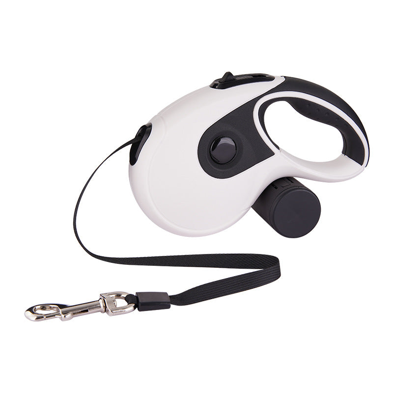 Blue Muffy automatic retractable leash for household pets with a 5-meter cord, designed for safe and comfortable walks.