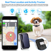 Blue Muffy GPS pet tracker collar for lost pet location tracking with built-in GPS device and adjustable collar strap.