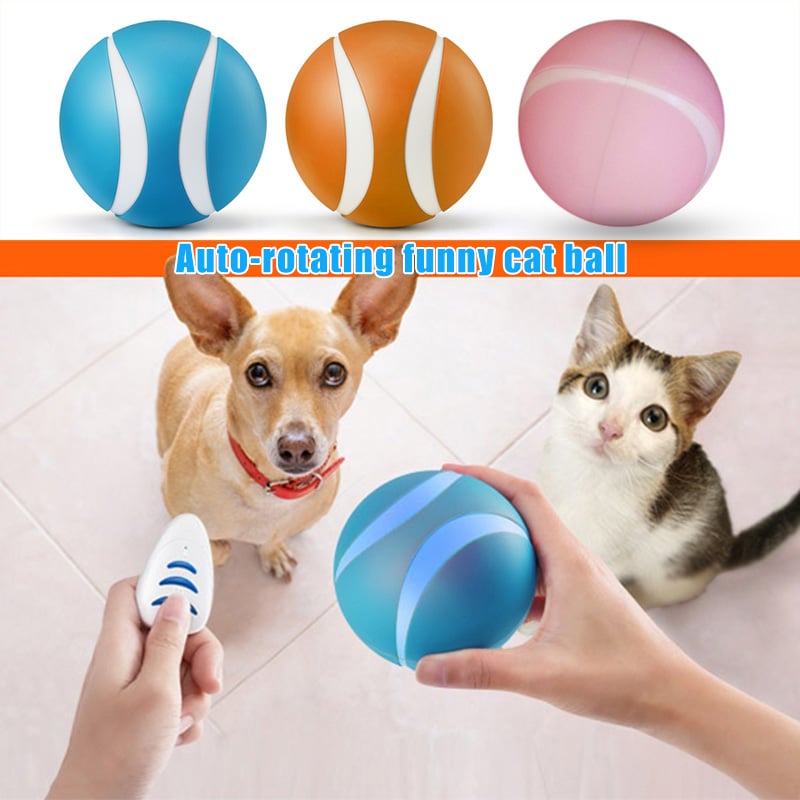 Blue Muffy wireless smart remote control pet toy with LED lights designed for interactive play and entertainment.
