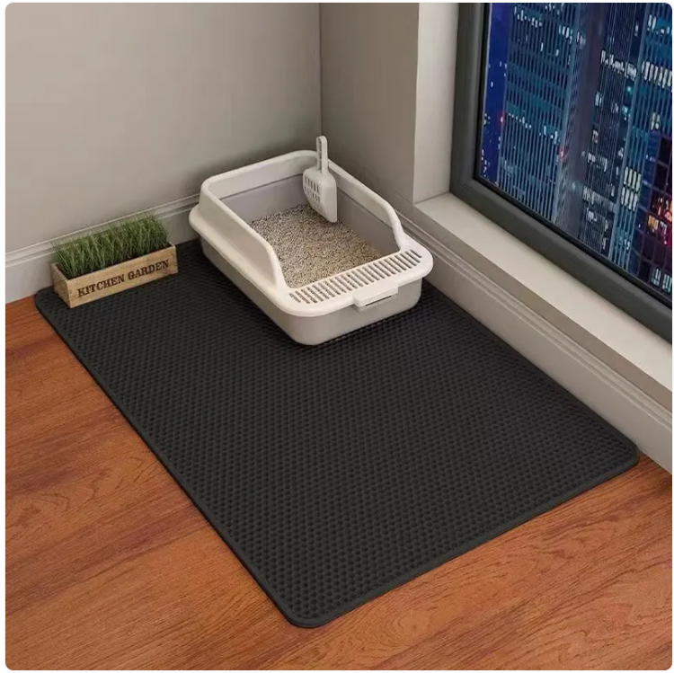Brown Muffy double-layer cat litter mat with textured surface, 70 x 120 cm, designed to trap litter and keep floors clean.