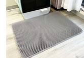 Brown Muffy Double-Layer Cat Litter Mat, 70x120 cm, with textured surface to trap litter and keep floors clean.