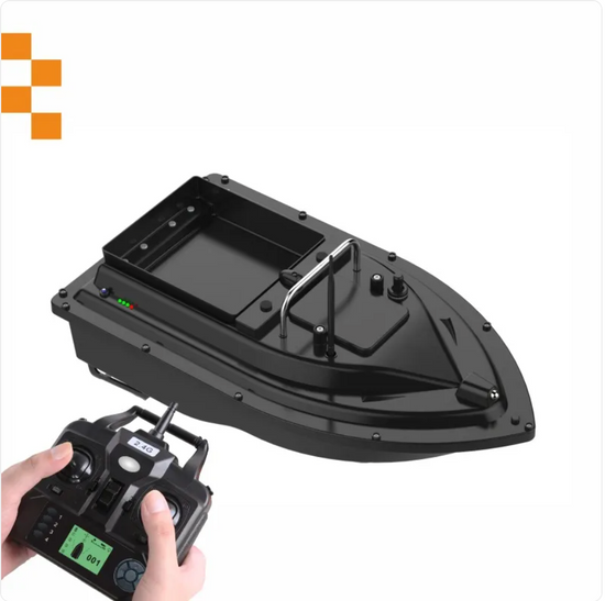 Muffy GPS remote control boat with 5200mAh battery and sleek design, ready for outdoor water navigation.