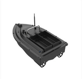 Muffy GPS remote control boat with 5200mAh battery, blue hull, and control remote on water surface.
