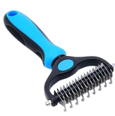Dark blue Muffy professional double-sided pet grooming brush with OPP bag, 17x9cm, ideal for grooming cats and dogs.