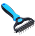 Dark blue Muffy professional double-sided pet grooming brush with OPP bag, 17x9cm, ideal for grooming cats and dogs.