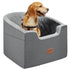 Muffy waterproof dog car booster seat in dark gray with storage pocket, safety leash, sponge filling, for small to medium dogs up to 55lbs