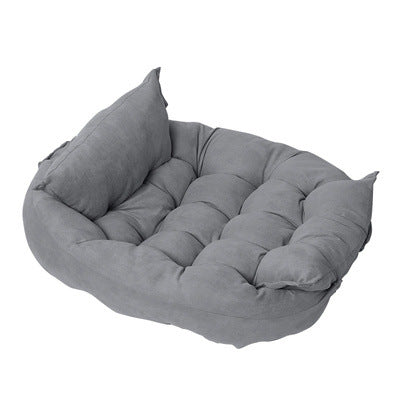 Dark green Muffy customizable multifunctional folding pet cushion with soft padding and versatile design for pets.