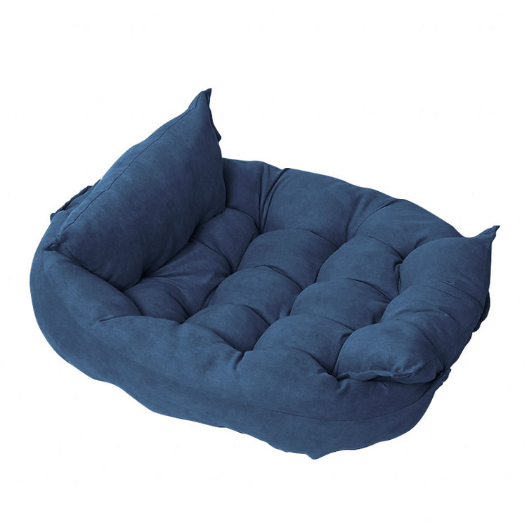 Dark green Muffy customizable multifunctional folding pet cushion with soft fabric and versatile design for pets.
