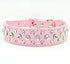 Pink rhinestone dog collar in XL size, 21-inch PU leather collar with sparkling embellishments by Muffy.