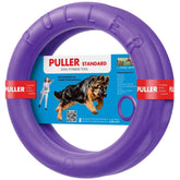 Muffy outdoor dog ring fetch toys for large dogs, includes two standard-sized rubber rings for active play and training.