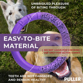 Muffy outdoor dog fetch toy with two large rubber rings for large dogs, suitable for outdoor play and training.