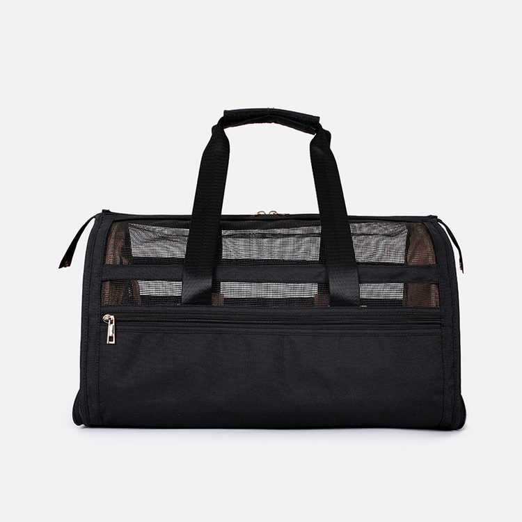 Green Muffy large capacity pet travel bag with mesh windows and sturdy handles for safe, comfortable pet transport.
