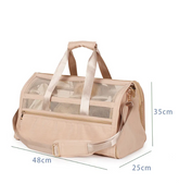 Green Muffy large capacity pet travel bag with mesh sides and sturdy handles for easy transport.