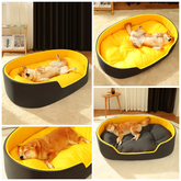 Green Muffy universal pet dog bed with removable washable cover, soft and cozy for small to medium dogs.