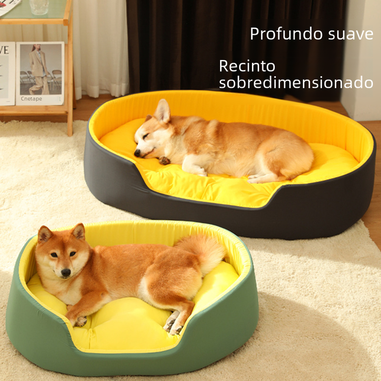 Green Muffy universal pet dog bed with removable washable cover, showcasing a cozy, plush interior and durable exterior.