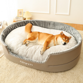 Green Muffy universal pet dog bed with removable washable cover, soft cushion, and cozy design for comfort.
