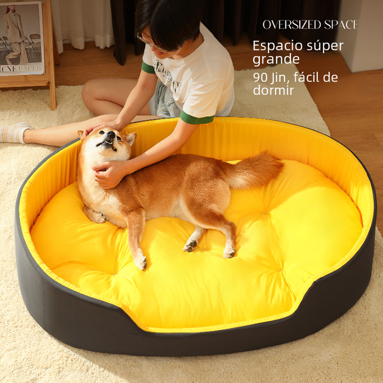 Green Muffy universal pet dog bed with removable washable cover, soft cushioning, and cozy design for canine comfort.
