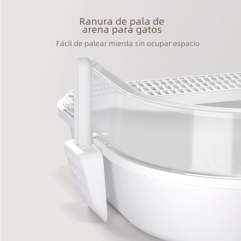 Large semi-enclosed Muffy cat litter box in grey, designed for pets to provide a private and clean space for cats