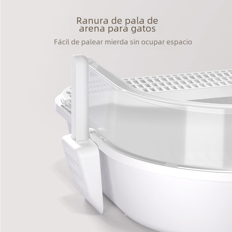 Large semi-enclosed Muffy cat litter box in grey, designed for pets to provide a private and clean space for cats