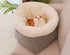 Gray round felt cat litter mat by Muffy designed for all seasons, provides durable and stylish protection for cat litter areas.
