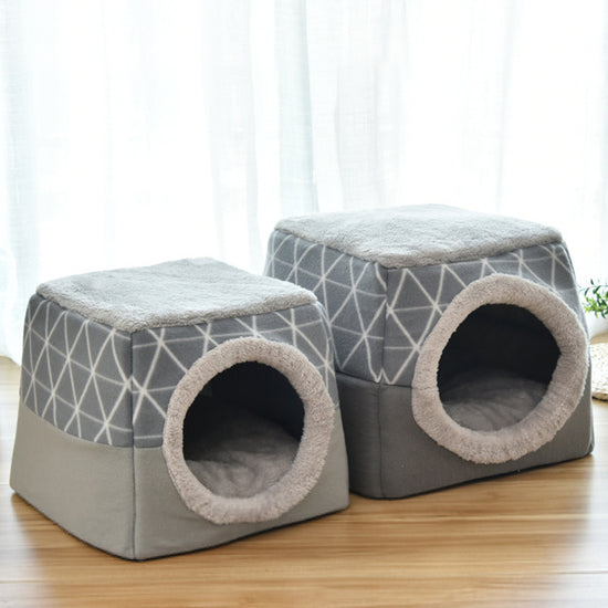 Muffy grey pet dog and cat bed villa, dual-use space capsule design with cozy interior for small pets.