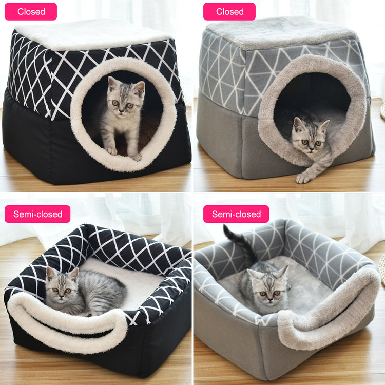 Gray Muffy pet dog and cat bed villa, dual-use space capsule design, cozy enclosure for small pets, XL size.
