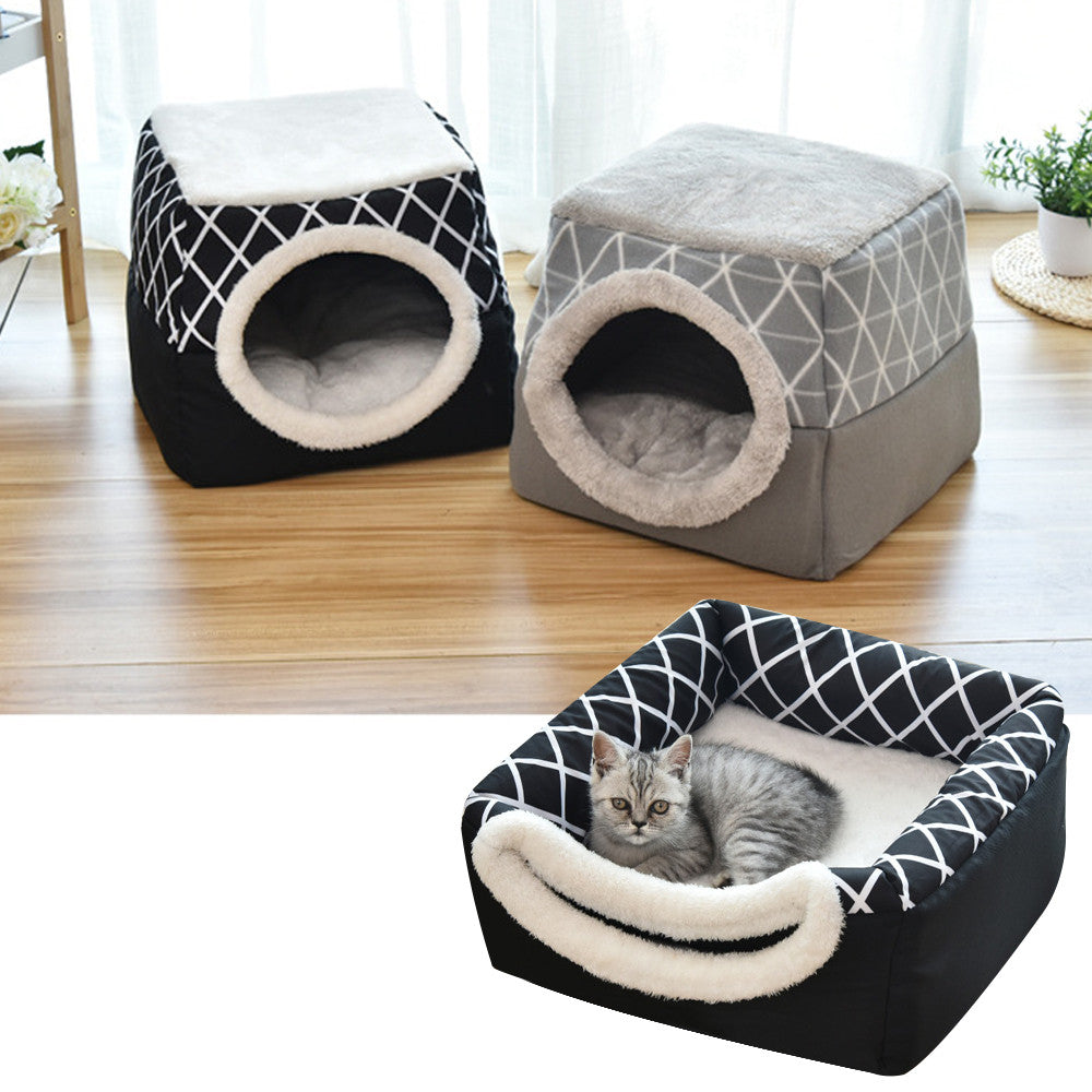 Muffy grey pet dog and cat bed villa, dual-use space capsule with cozy enclosed design for pets.