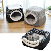 Muffy grey pet dog and cat bed villa, dual-use space capsule with cozy enclosed design for pets.