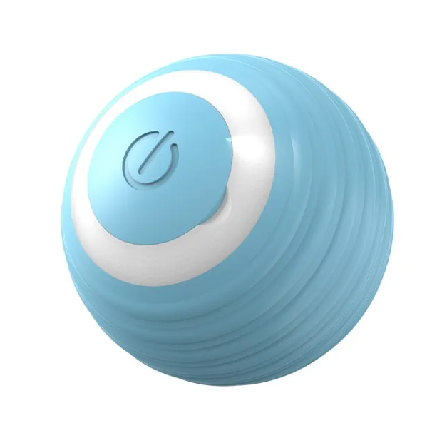 Blue Muffy Smart Dog Toy Ball with jumping feature, designed for interactive play and mental stimulation for dogs.
