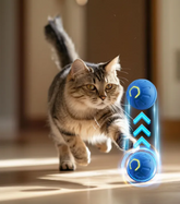 Blue Muffy Smart Dog Toy Ball with jumping feature, designed for interactive play and mental stimulation for dogs.