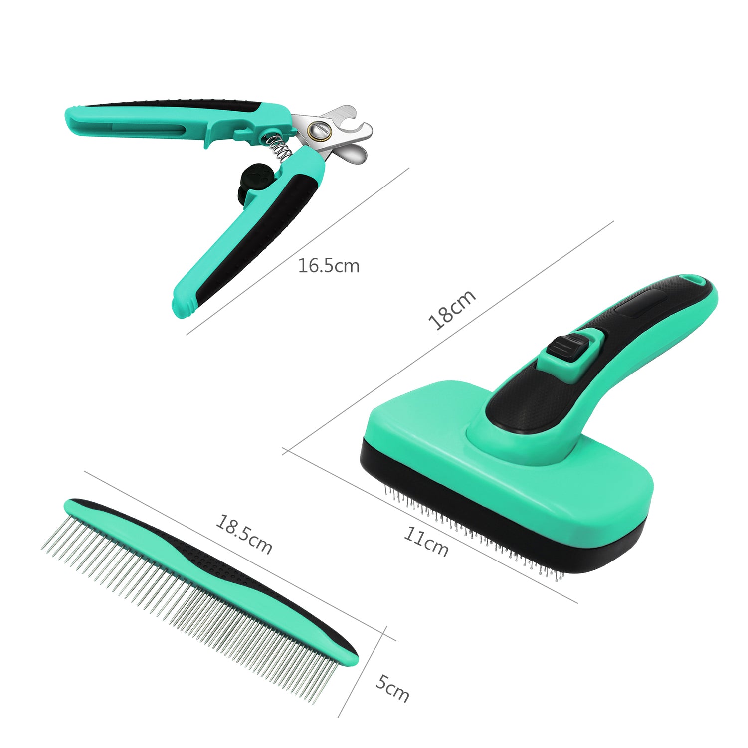 Light blue Muffy retractable pet brush for hair removal and grooming, with a compact design and ergonomic handle.