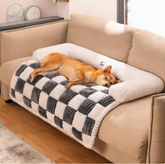 Muffy plush thickened warm pet bed in khaki for dogs and cats, soft and cozy with raised edges for comfort.