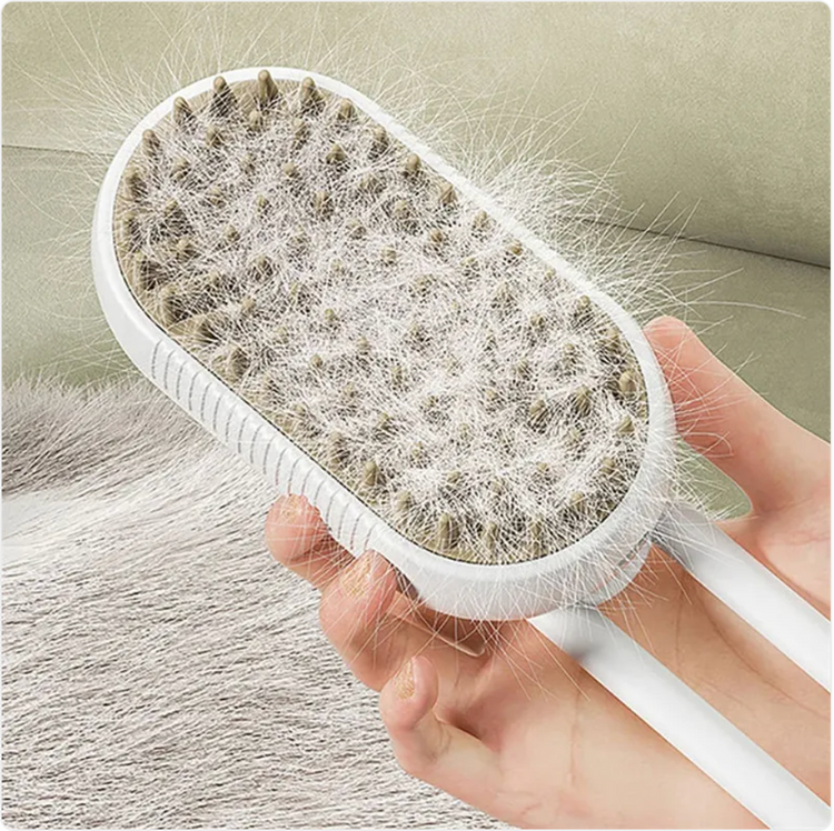 Muffy 3-in-1 electric pet brush set in milk brown with multiple attachments for grooming dogs and cats.