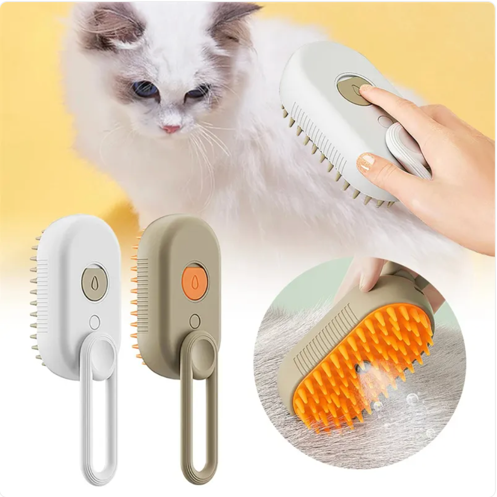 Muffy 3-in-1 electric pet brush set in milk brown with multiple brush attachments for grooming cats and dogs.